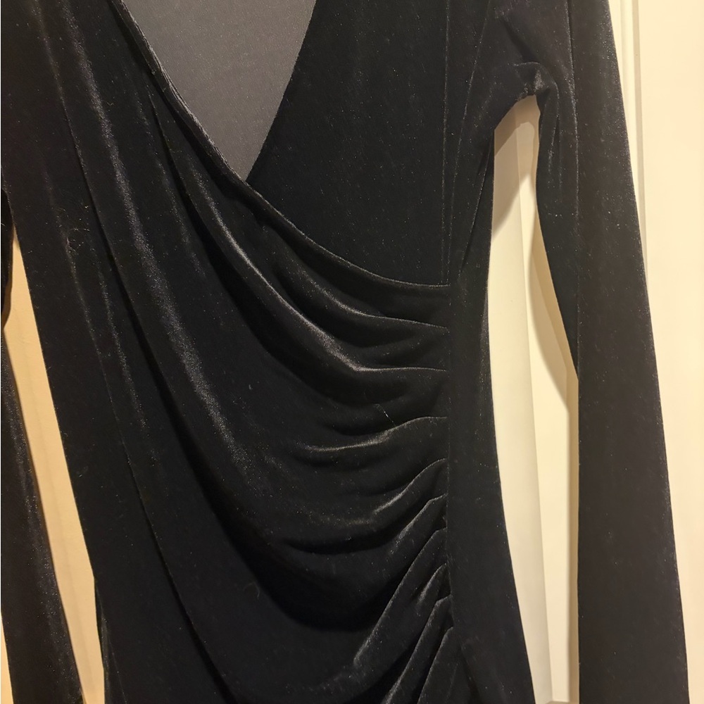 SHEIN Black Draped Long Sleeve Dress - Picture 2 of 4